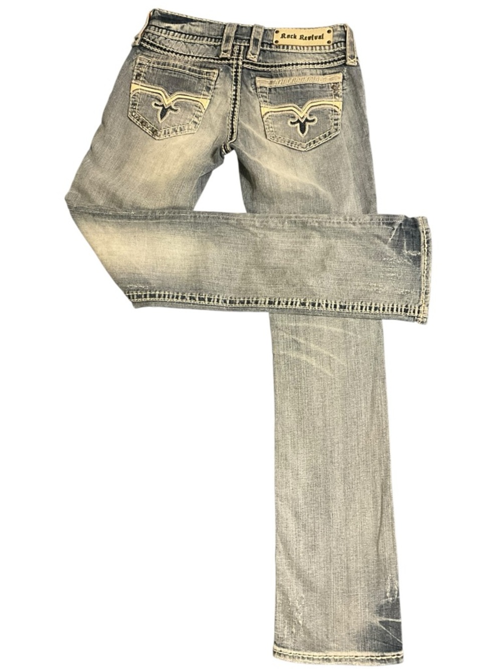 Rock Revival Susan Straight Leg Jeans Size 27 Light Wash Denim EUC - Picture 3 of 16